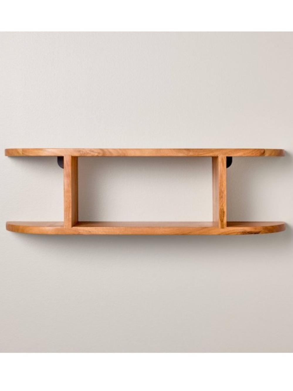 HEARTH & HAND NWT 28" Rounded Edge Two Tier Wood Shelf Brown